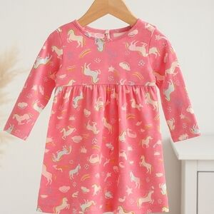 wonder nation Pink Unicorn & Rainbow Long Sleeve Dress